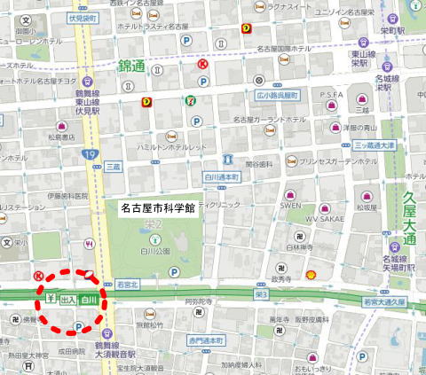 車,名古屋市科学館,アクセス方法,駐車場料金